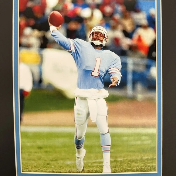 Warren Moon Signed & Framed Houston Oilers XL Custom Jersey Beckett COA 34"x43" - Picture 4 of 8